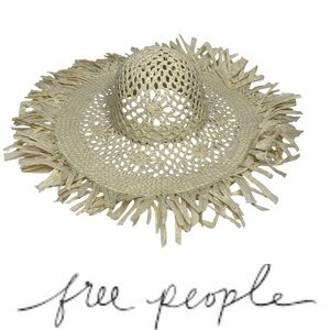 NEW Free People Natural Color Woven Raffia Straw Beach Hat